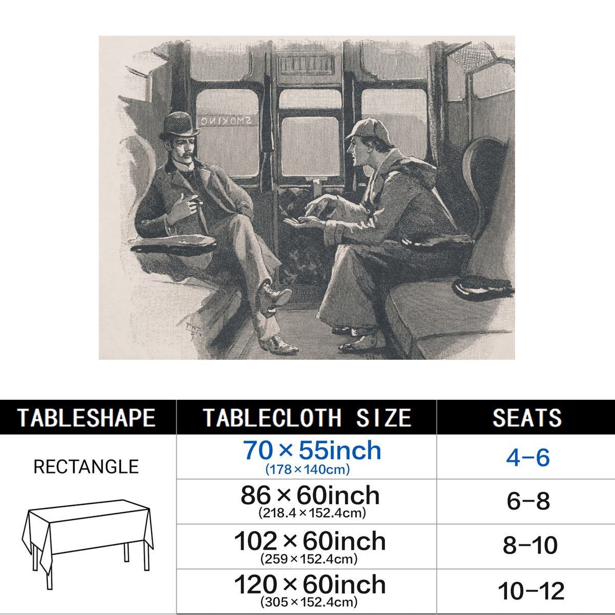 Baker Street 178cm x 140cm Rectangular Tablecloth 70x55inch (QUE)