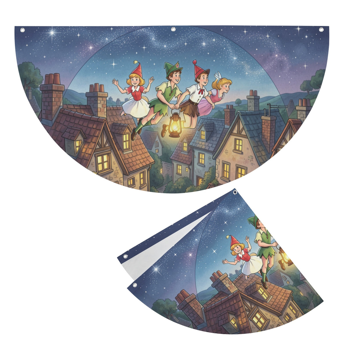 Peter Pan Leads A Lantern 36 x 18 in Semi Circle Flag