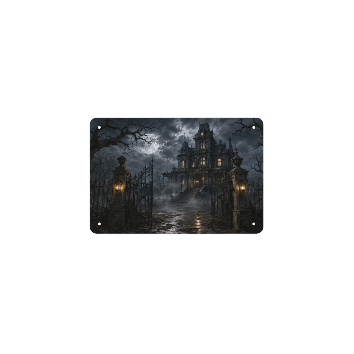 Victorian Haunted Manor 12 x 8 in Metal Tin Sign