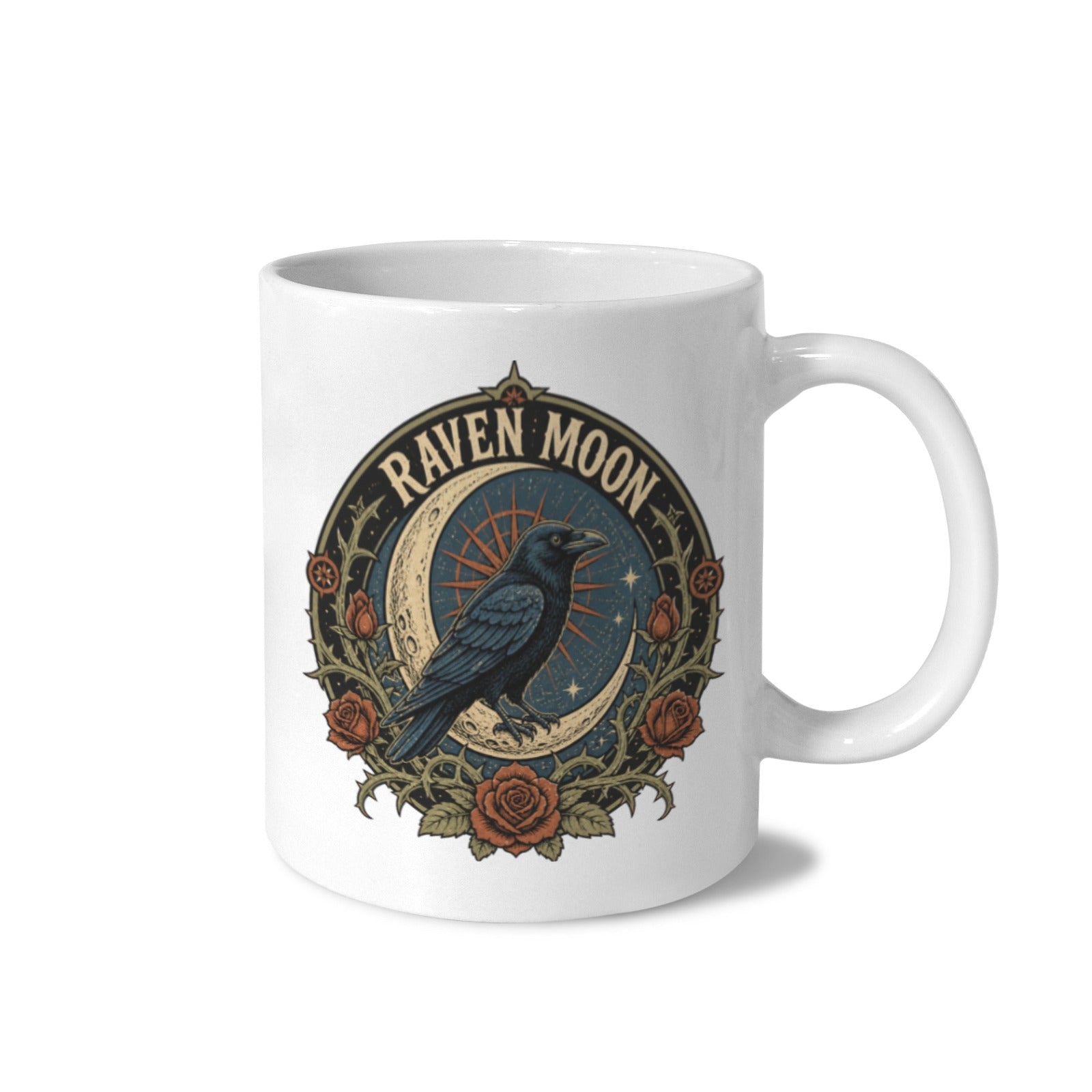 Raven Moon 11 oz White Ceramic Mug