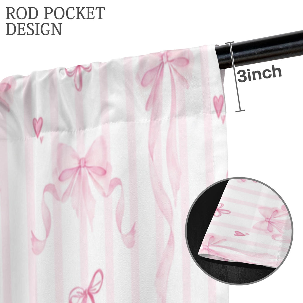 Coquette Ribbon Bows 52 x 84 in Window Curtain Set
