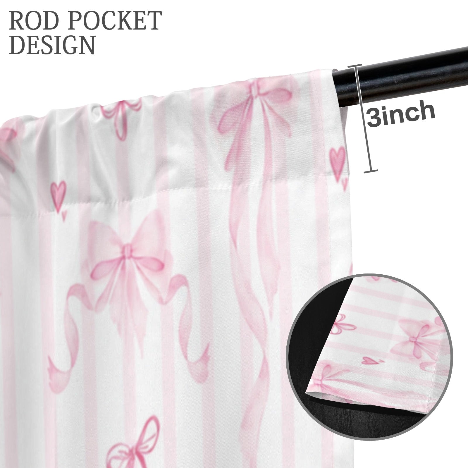Coquette Ribbon Bows 52 x 84 in Window Curtain Set