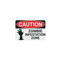 Caution Zombie Infestation Zone 12 x 8 in Metal Tin Sign