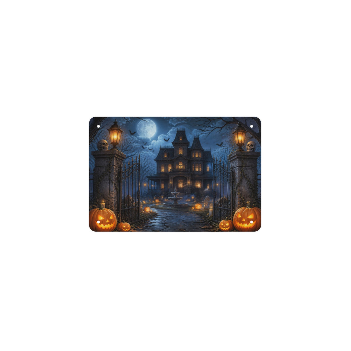 Haunted House Rules 12 x 8 in Metal Tin Sign