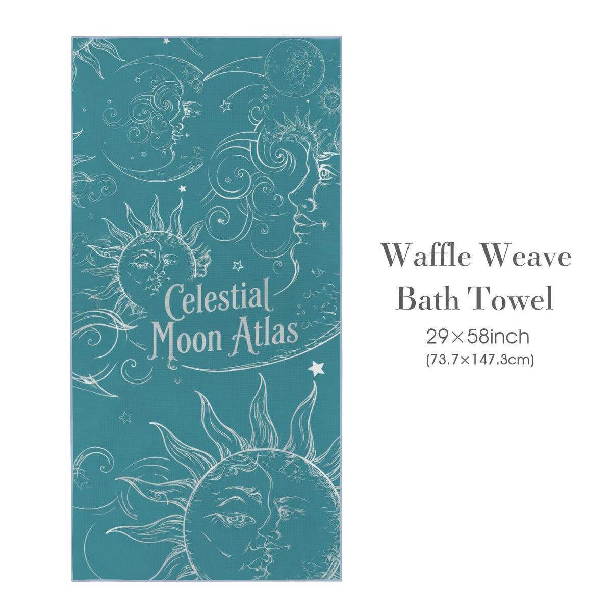 Celestial Moon Atlas 29"x58" (QUE) Waffle Weave Bath Towel