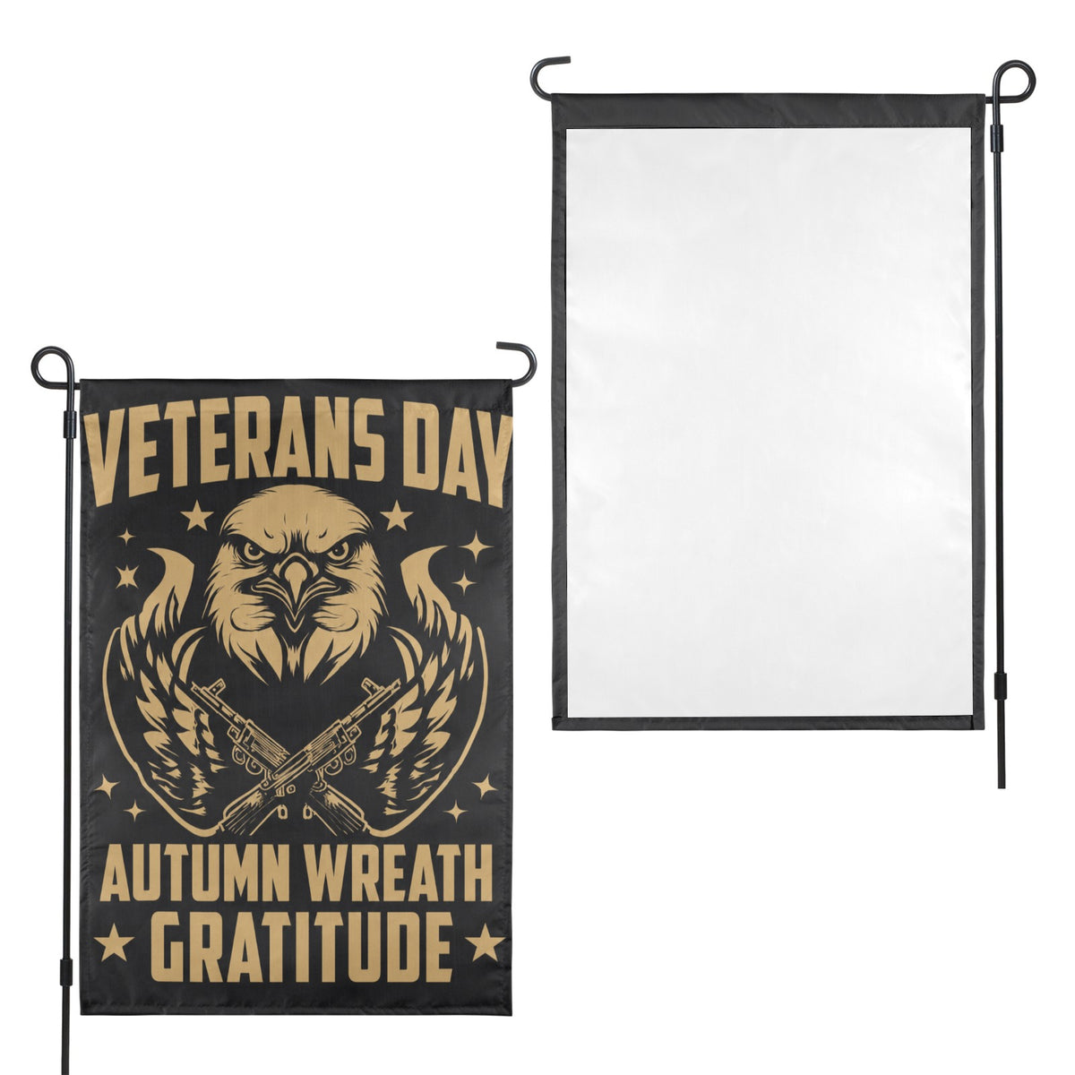 Veterans Day autumn wreath gratitude 12 x 18 in Garden Flag