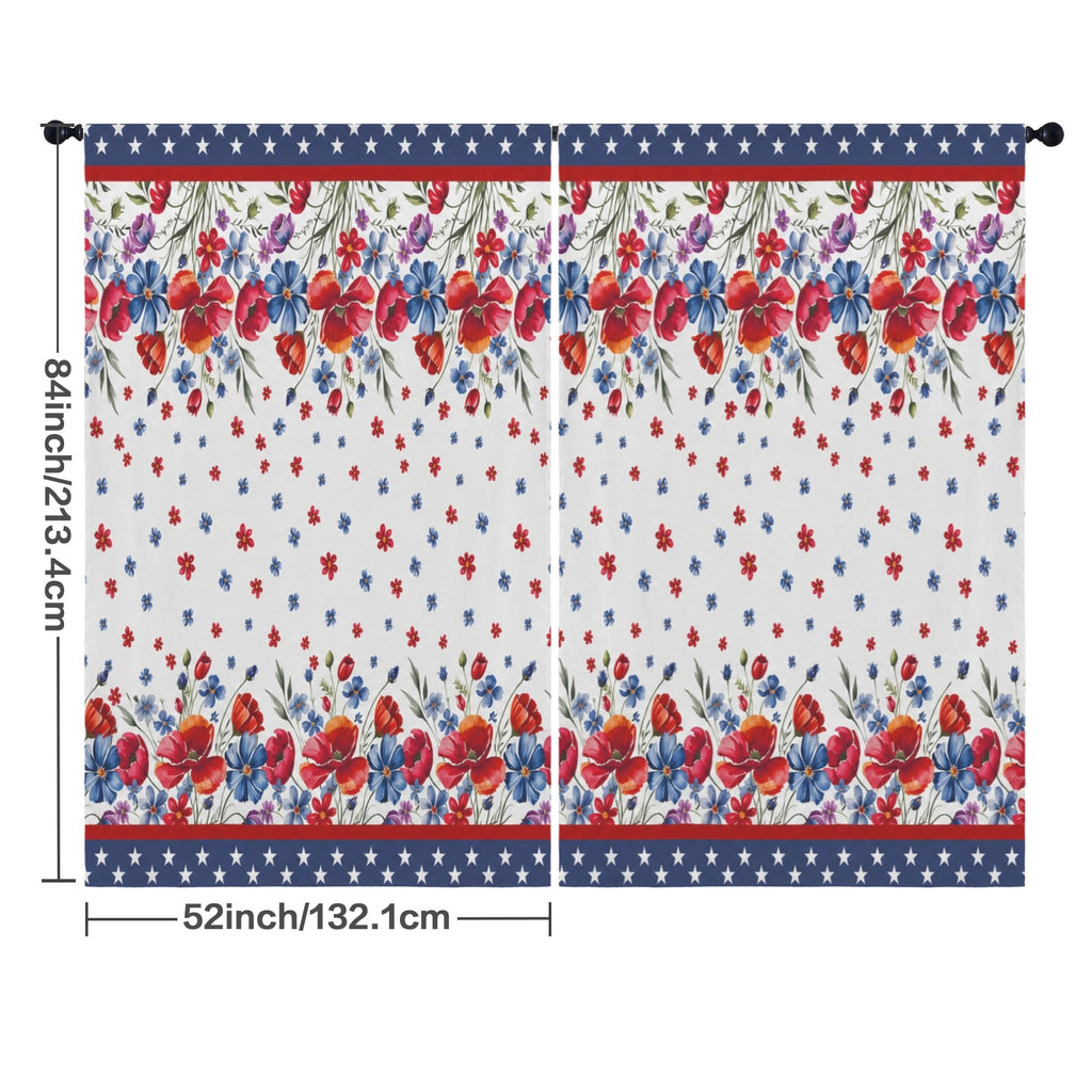 Independence-to-Midterms Floral Banner 52 x 84 in Window Curtain Set