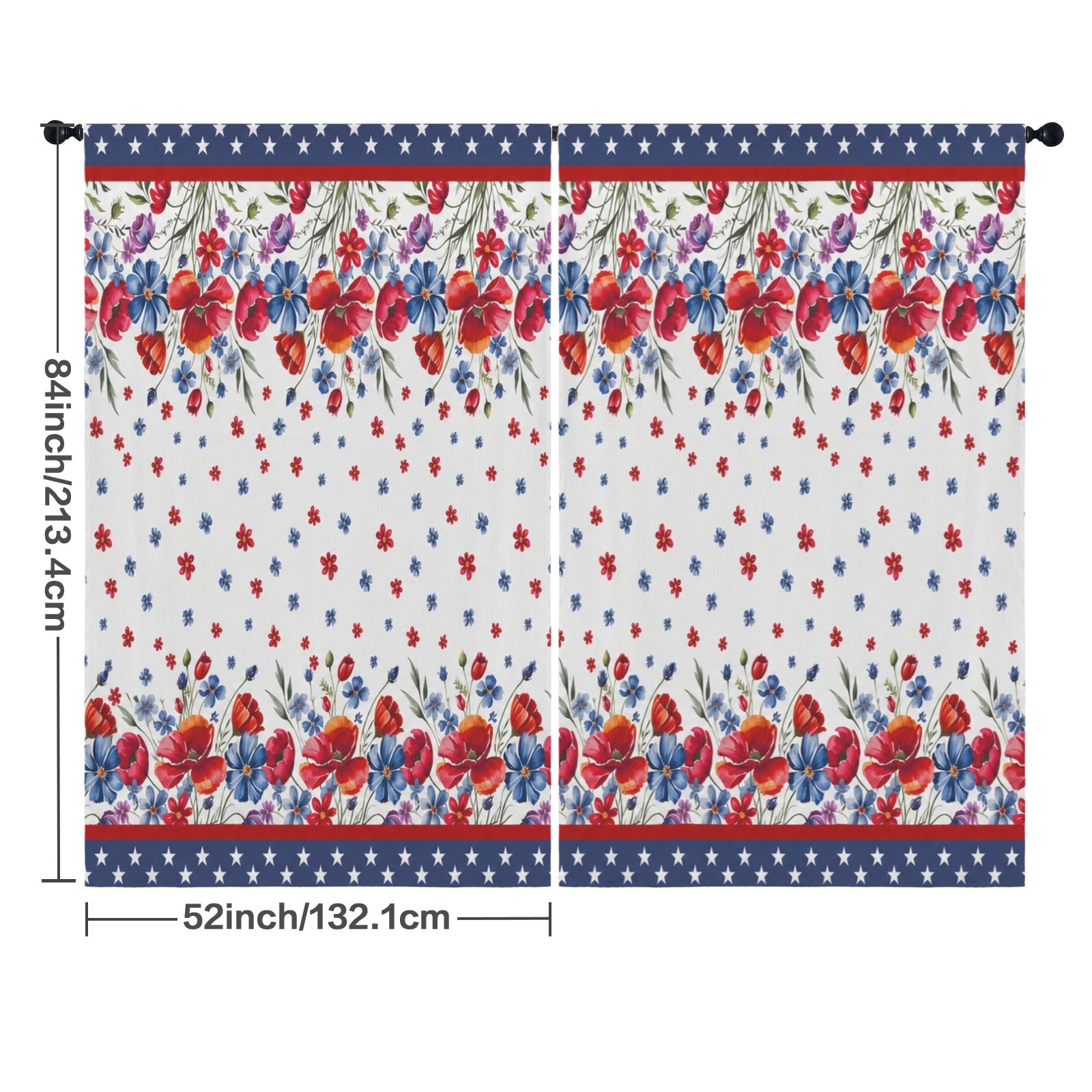 Independence-to-Midterms Floral Banner 52 x 84 in Window Curtain Set