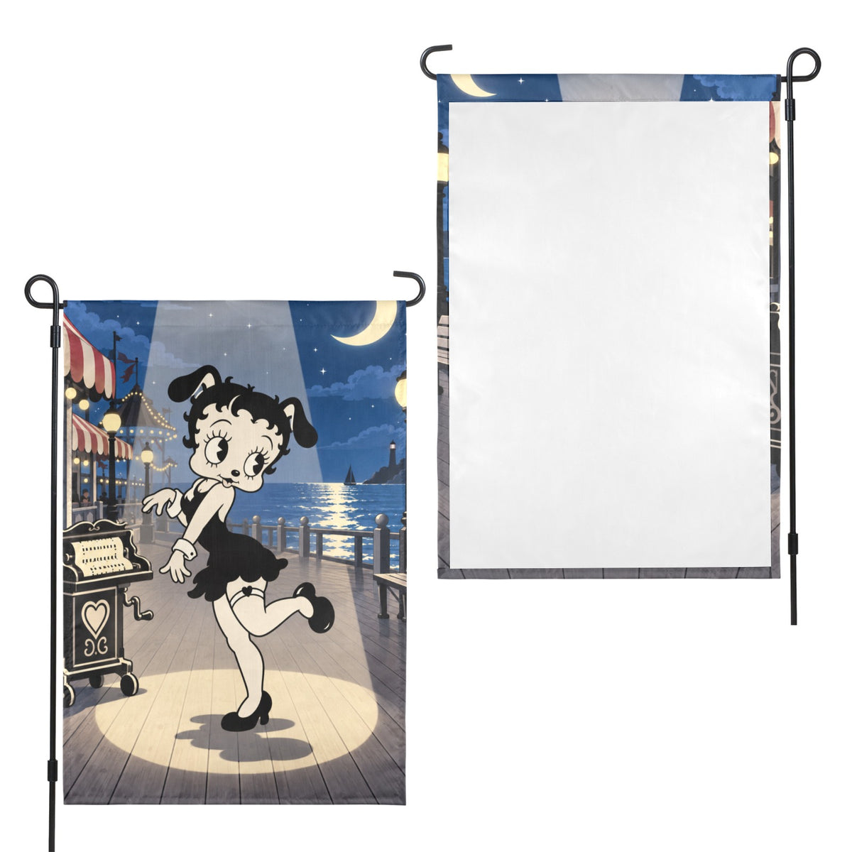 Moonlit Boardwalk Betty 12 x 18 in Garden Flag