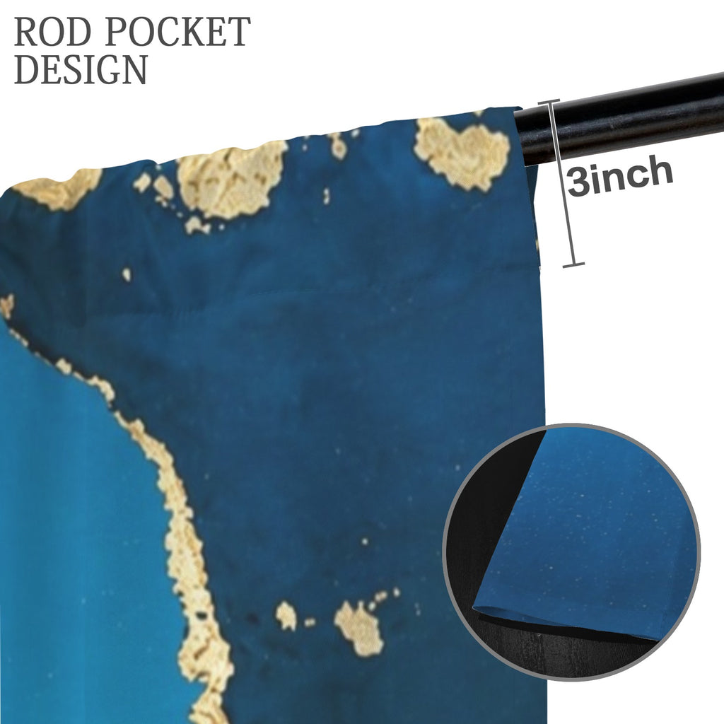 Blue Marble Globe 52 x 84 in Window Curtain Set