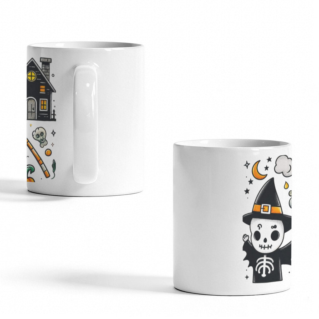 Ghostly Pumpkin Parade 11 oz White Ceramic Mug