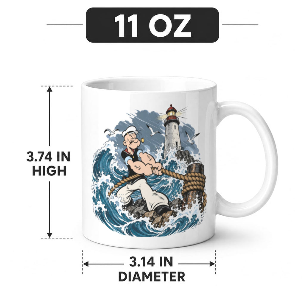 Popeye Lighthouse Squall 11 oz White Ceramic Mug