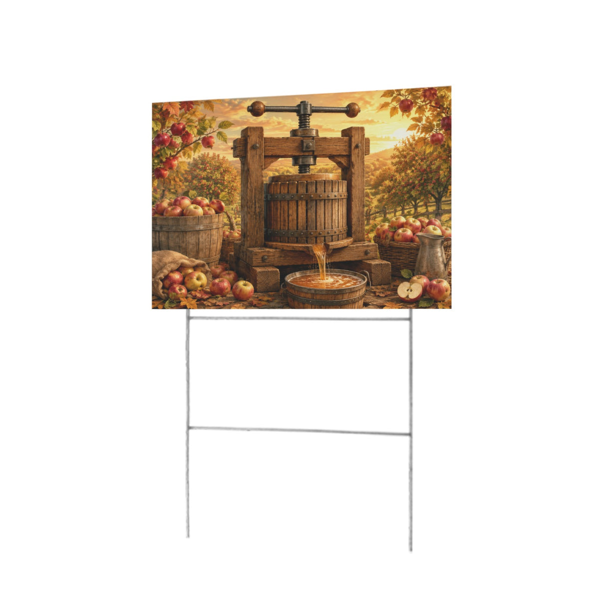 Rustic Apple Cider Press 12 x 9 in House Sign