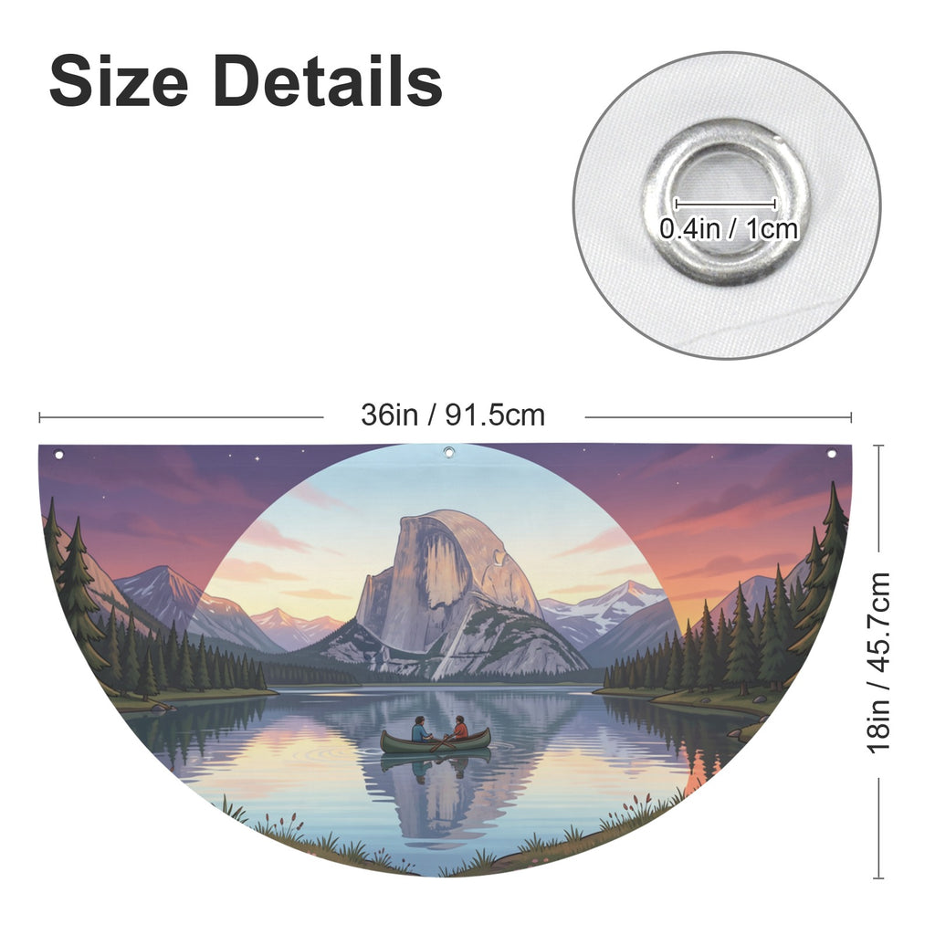 Half Dome Catches An Alpine 36 x 18 in Semi Circle Flag