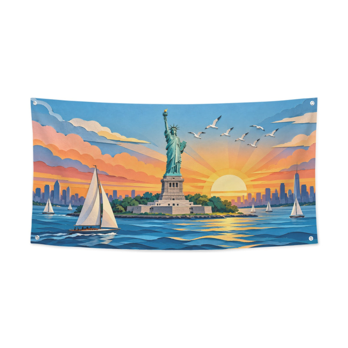 Liberty Harbor Sunrise Sailcloth 47 x 24 in Festival Banner