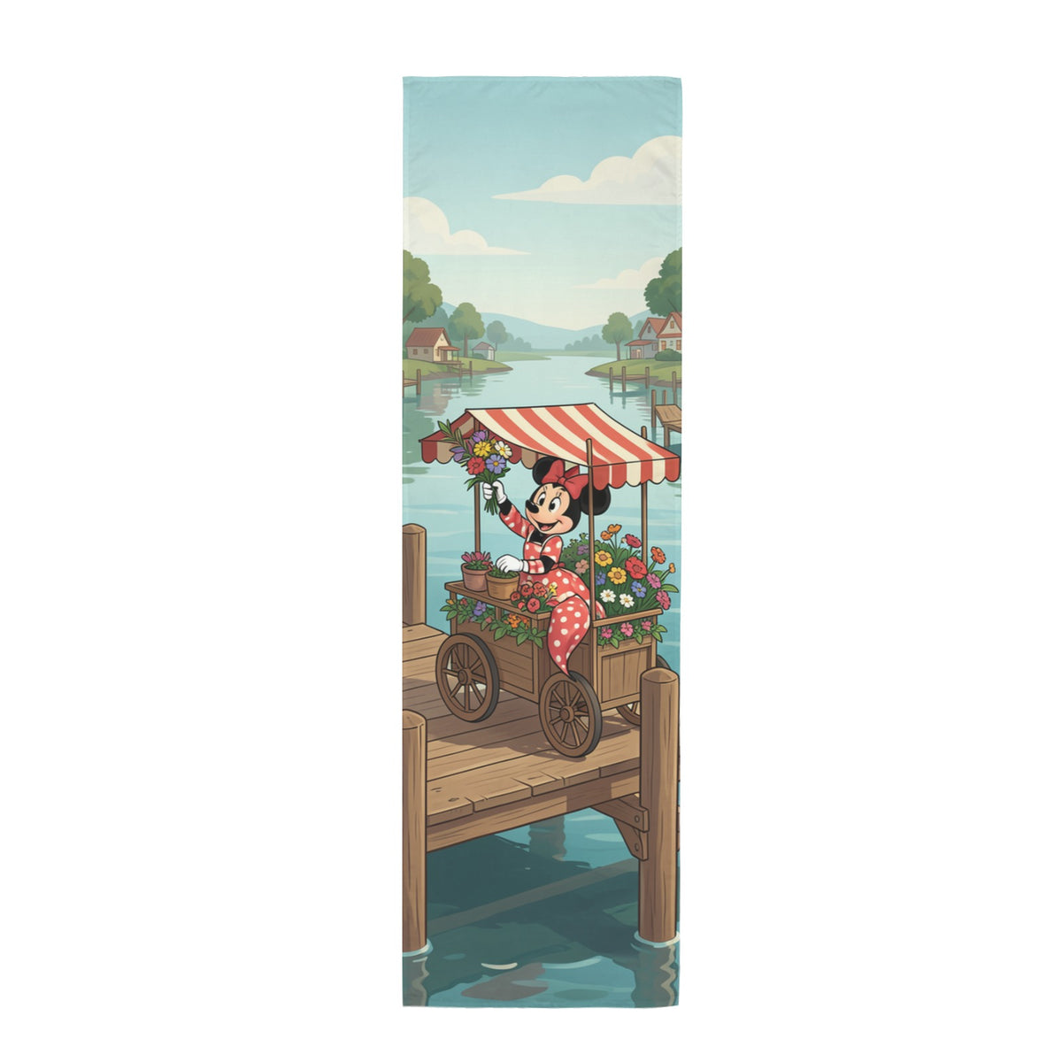 Dockside Flower Cart 12 x 40 in Polyester Peach Skin Tapestry