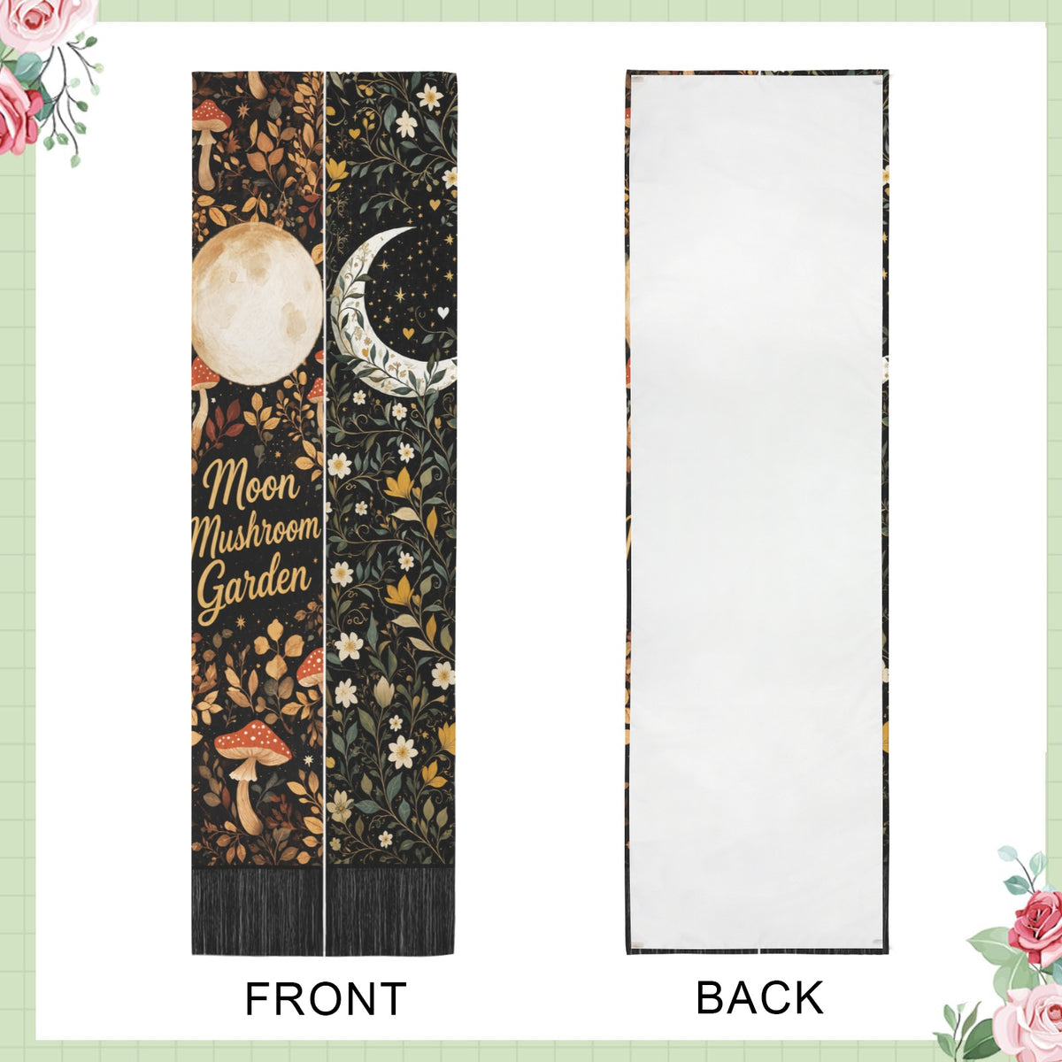 Moon Mushroom Garden 12 x 40 in Polyester Peach Skin Tapestry