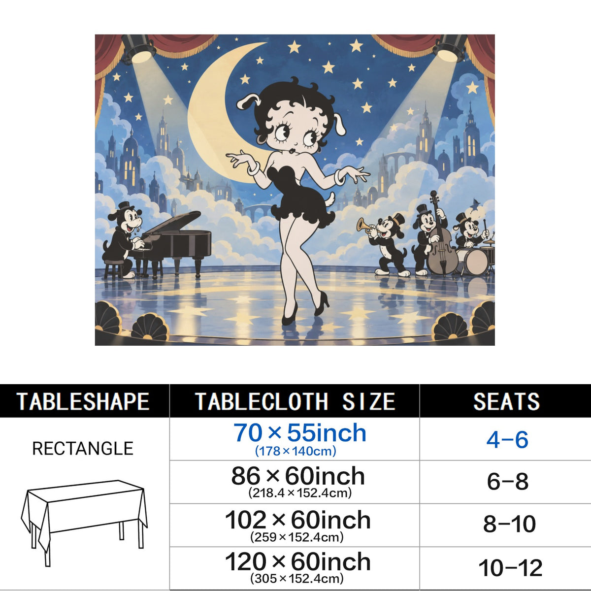 Betty Starfield 178cm x 140cm Rectangular Tablecloth 70x55inch (QUE)