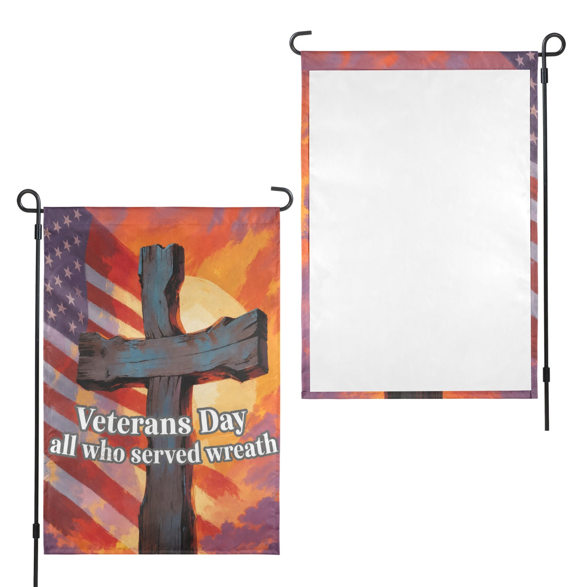 Veterans Day all who served wreath 12 x 18 in Garden Flag