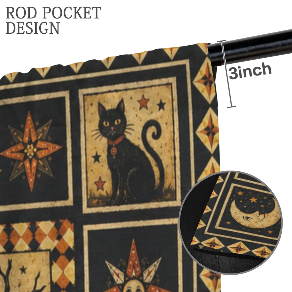 Haunted Castle Cat 52 x 84 in Window Curtain Set