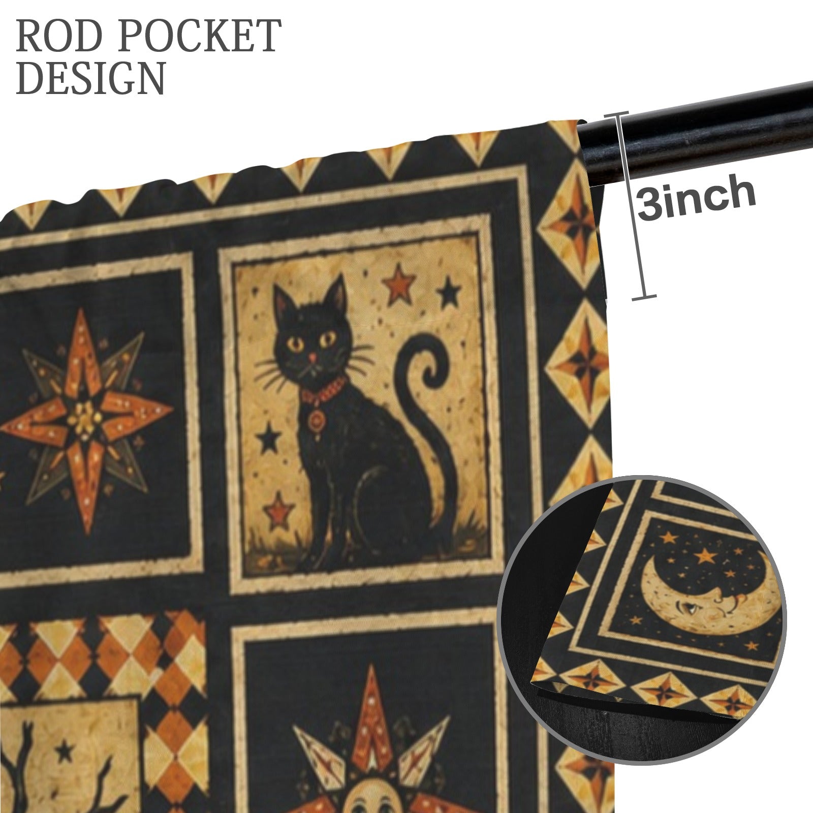 Haunted Castle Cat 52 x 84 in Window Curtain Set