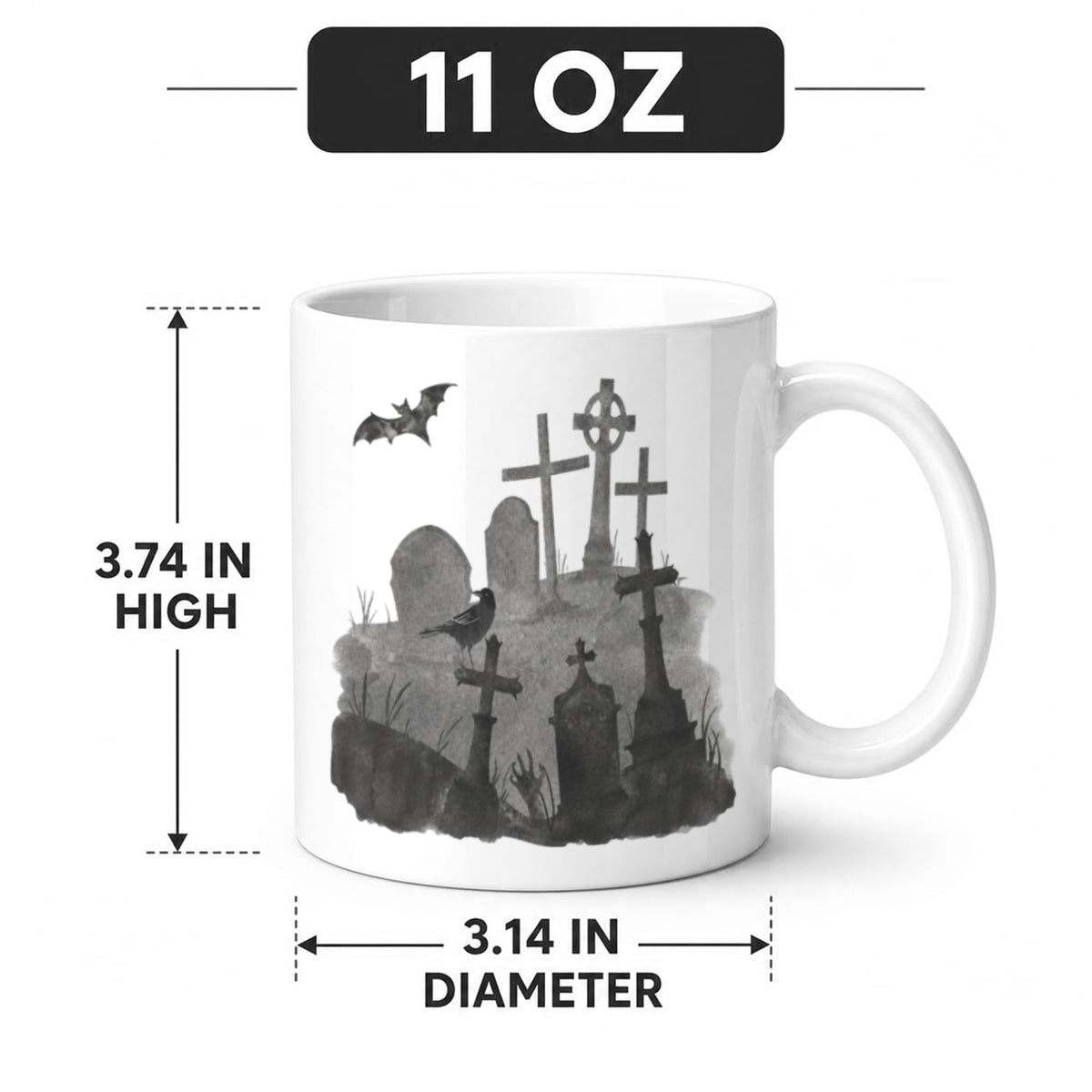 Bats in Moonlight 11 oz White Ceramic Mug