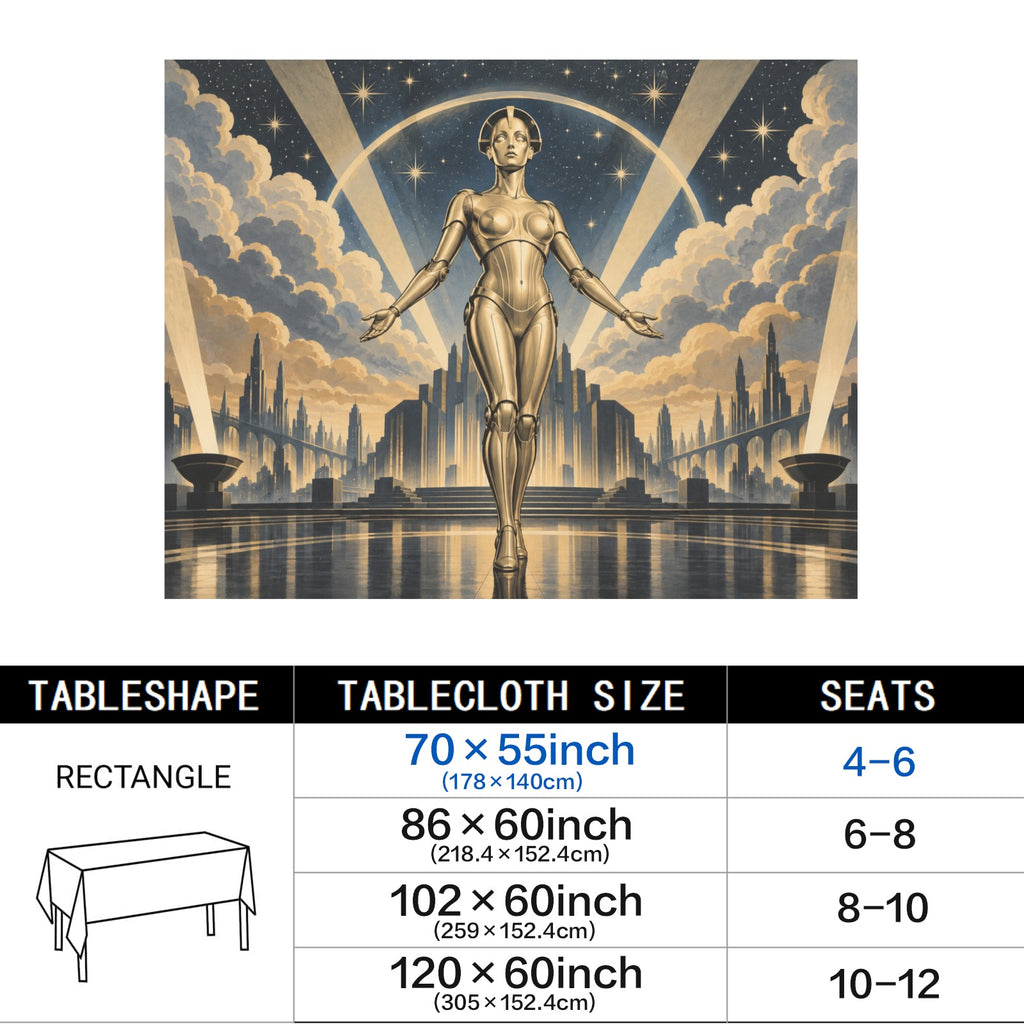 Robot Maria Stars 178cm x 140cm Rectangular Tablecloth 70x55inch (QUE)