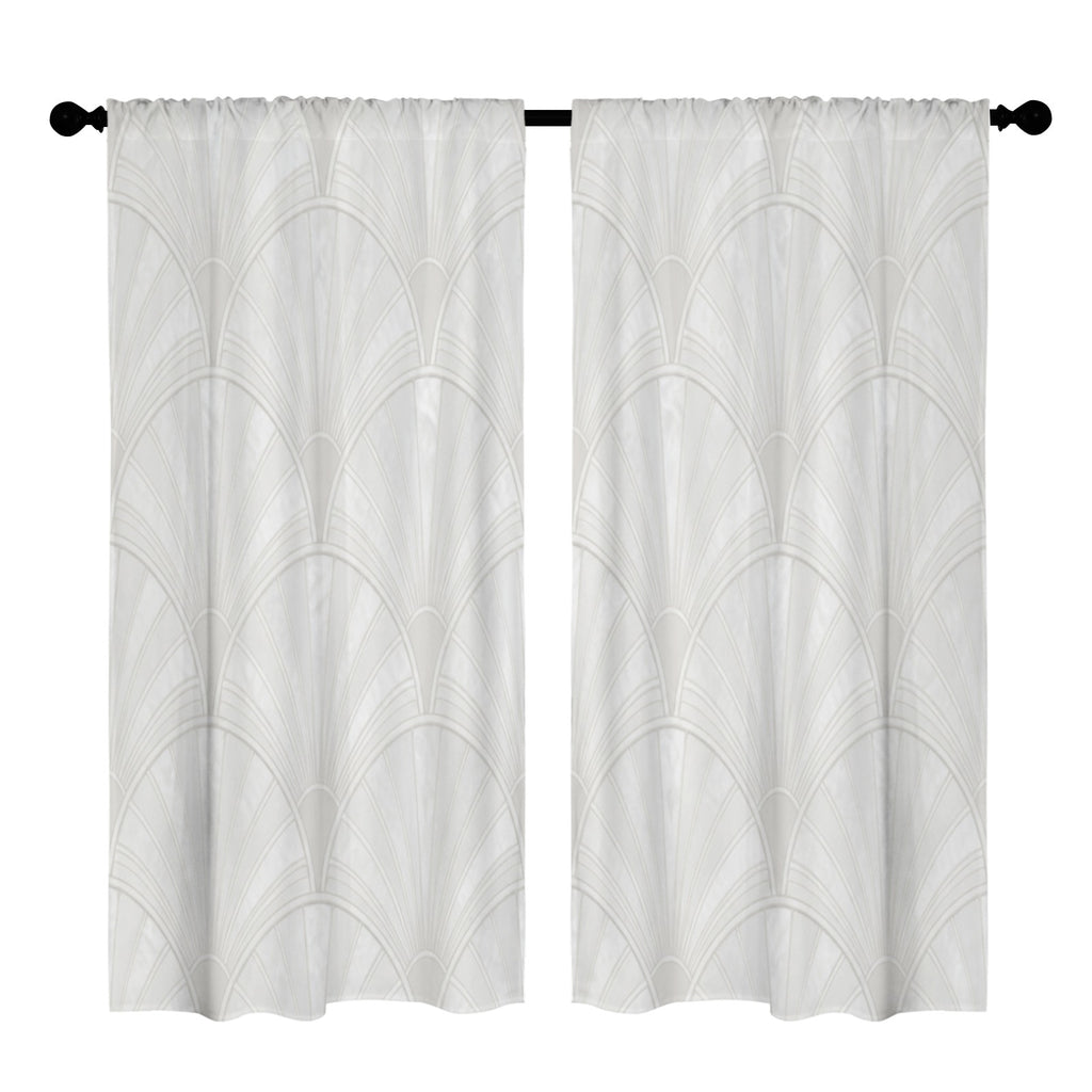 White Feather Scallops 52 x 84 in Window Curtain Set