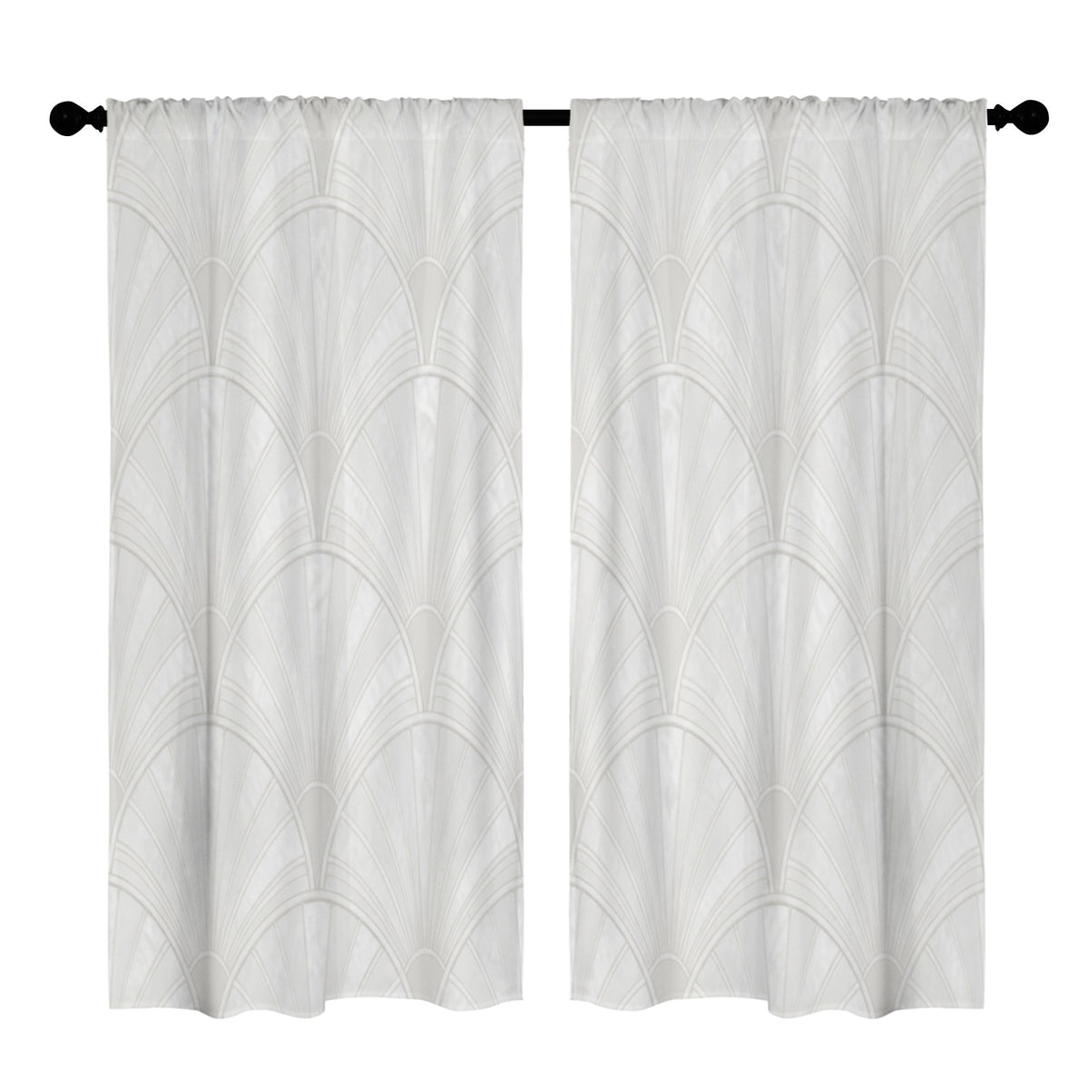 White Feather Scallops 52 x 84 in Window Curtain Set