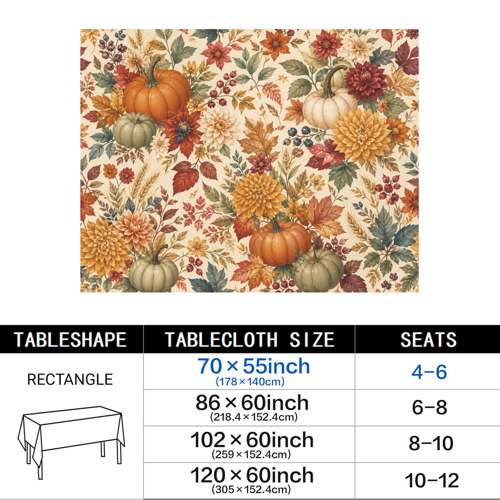 Chintz 178cm x 140cm Rectangular Tablecloth 70x55inch (QUE)