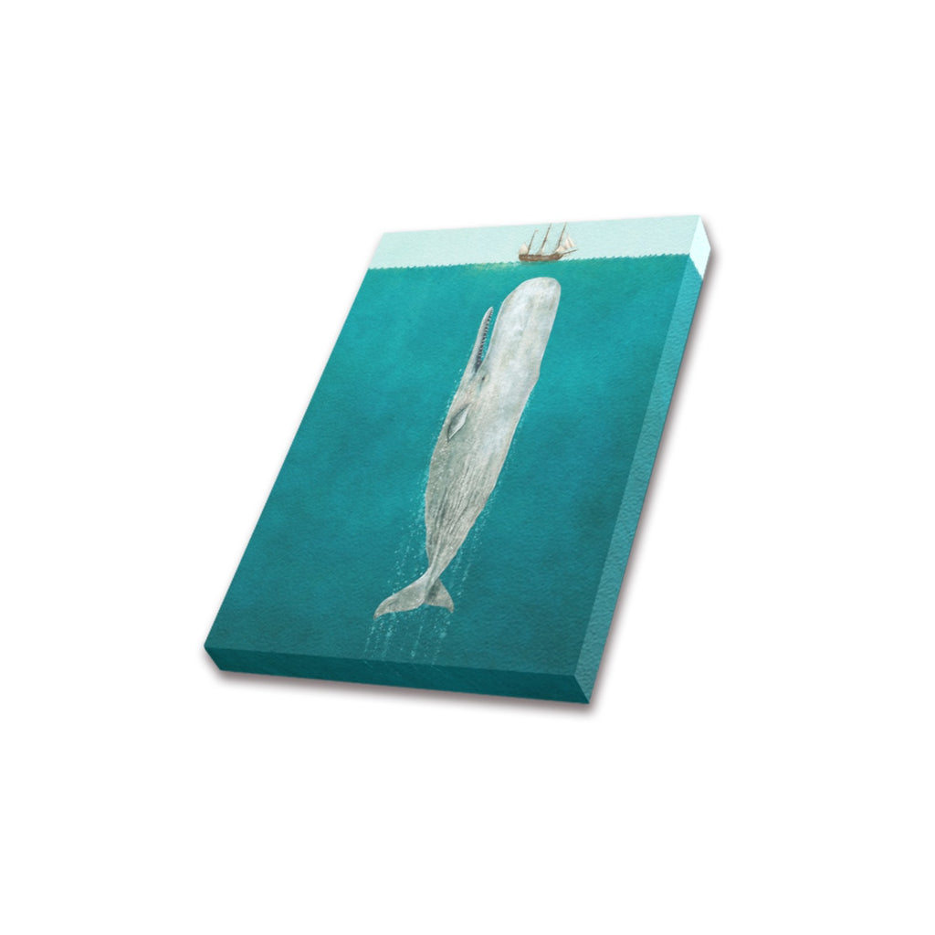 Whale Beneath a Sailing Ship Frame Canvas Print 8"x10"