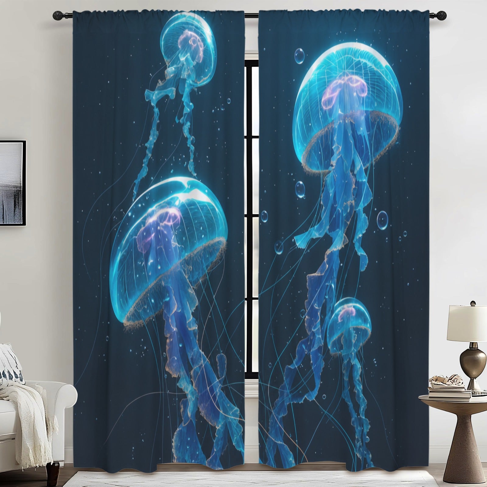 Bioluminescent Ocean 52 x 84 in Window Curtain Set
