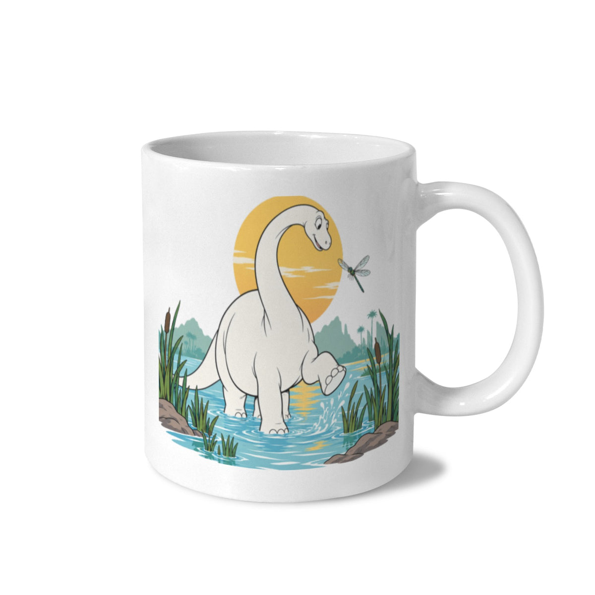 Gertie Prehistoric Lagoon Dragonfly 11 oz White Ceramic Mug