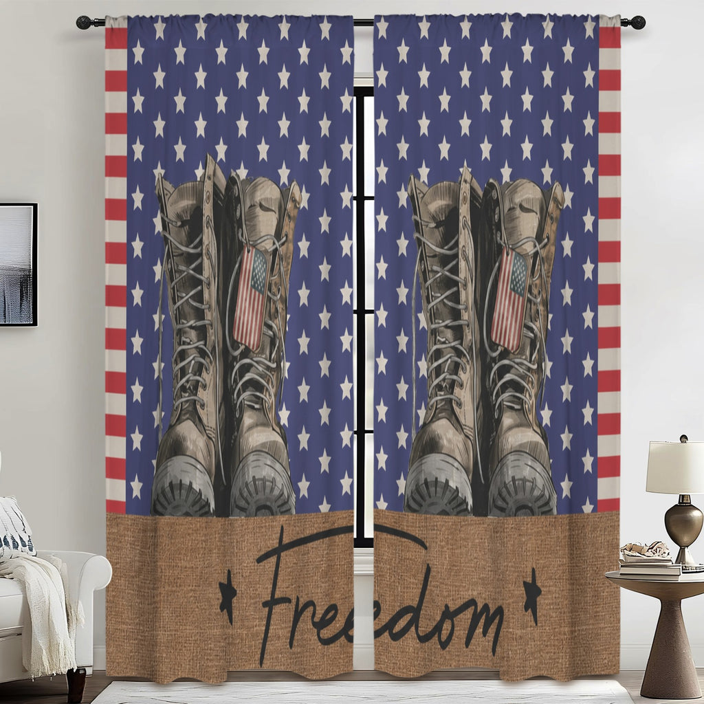Freedom Wordmark Flag 52 x 84 in Window Curtain Set