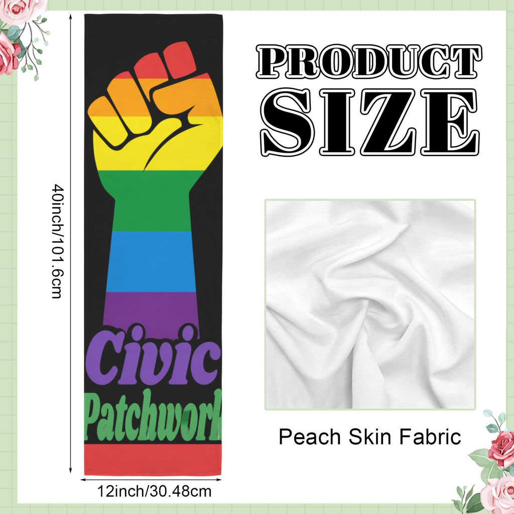 Civic Patchwork 12 x 40 in Polyester Peach Skin Tapestry