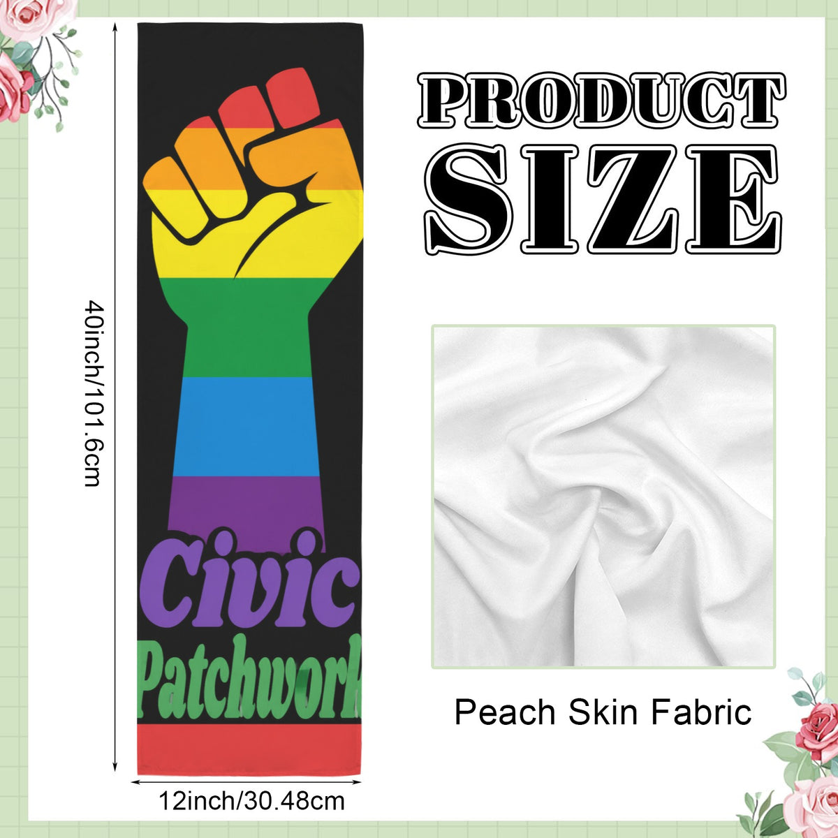 Civic Patchwork 12 x 40 in Polyester Peach Skin Tapestry