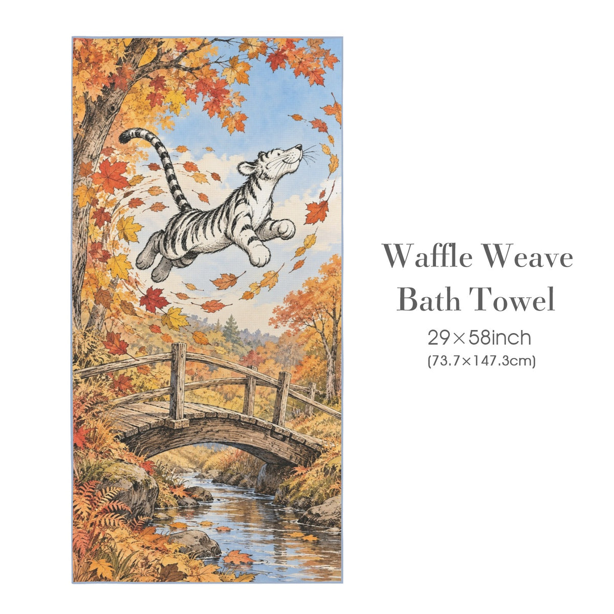 Tigger Autumn Leaf Whirl 29"x58" (QUE) Waffle Weave Bath Towel