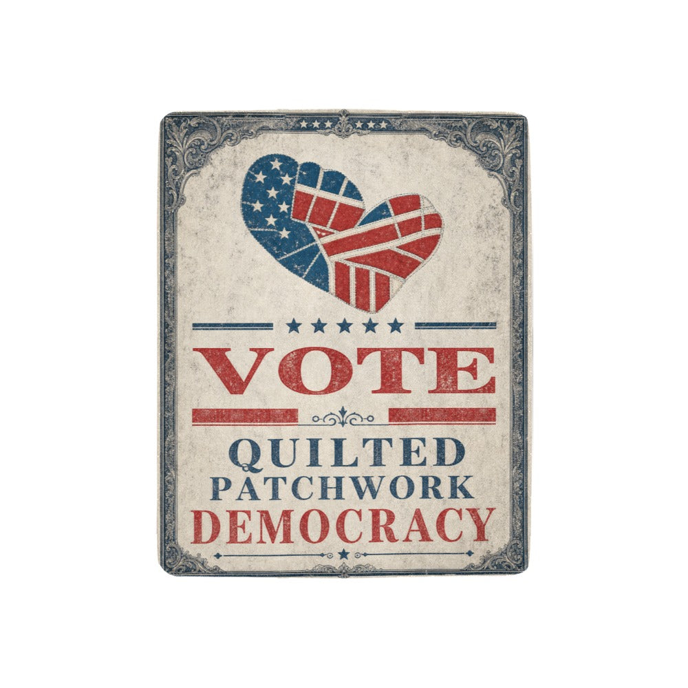 Quilted Patchwork Democracy 32 x 48 in Micro Fleece Blanket