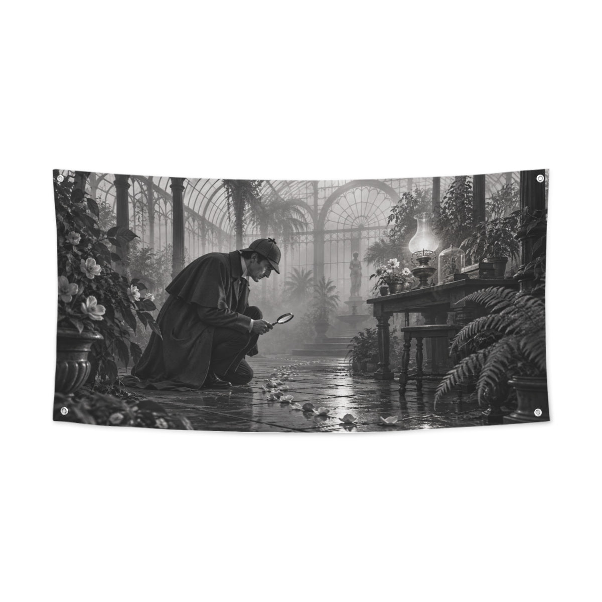 Sherlock Holmes Foggy Conservatory Clue 47 x 24 in Festival Banner