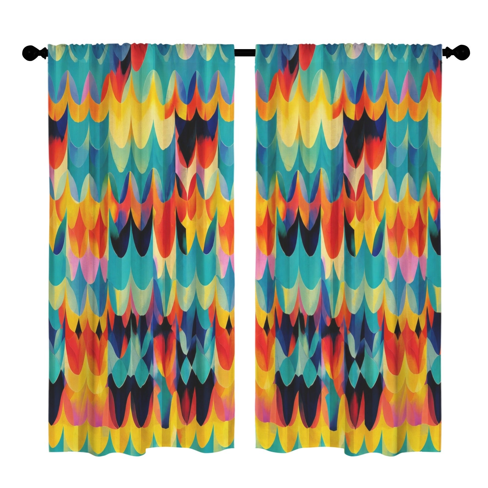 Dopamine Scallop Waves 52 x 84 in Window Curtain Set