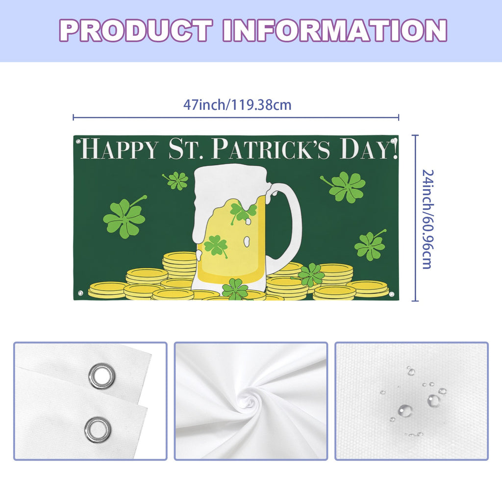 St Patricks Beer Mug 47 x 24 in Festival Banner