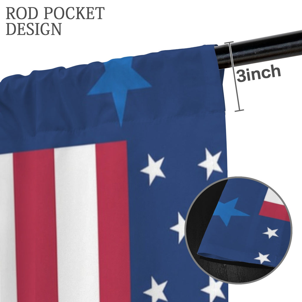 USA Stripes and Stars Field 52 x 84 in Window Curtain Set