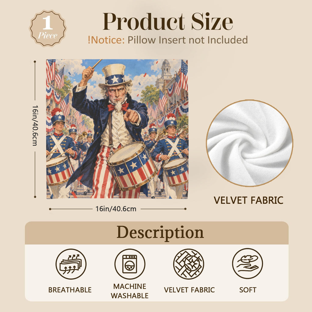 Uncle Sam Parade Drum 16 x 16 in Envelope Pillow Case