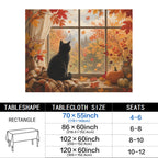 Autumn Cat 178cm x 140cm Rectangular Tablecloth 70x55inch (QUE)