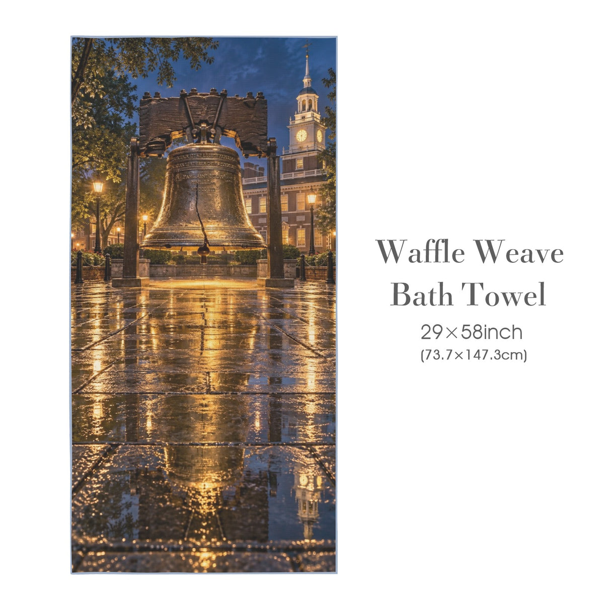 Liberty Bell Rain Courtyard 29"x58" (QUE) Waffle Weave Bath Towel
