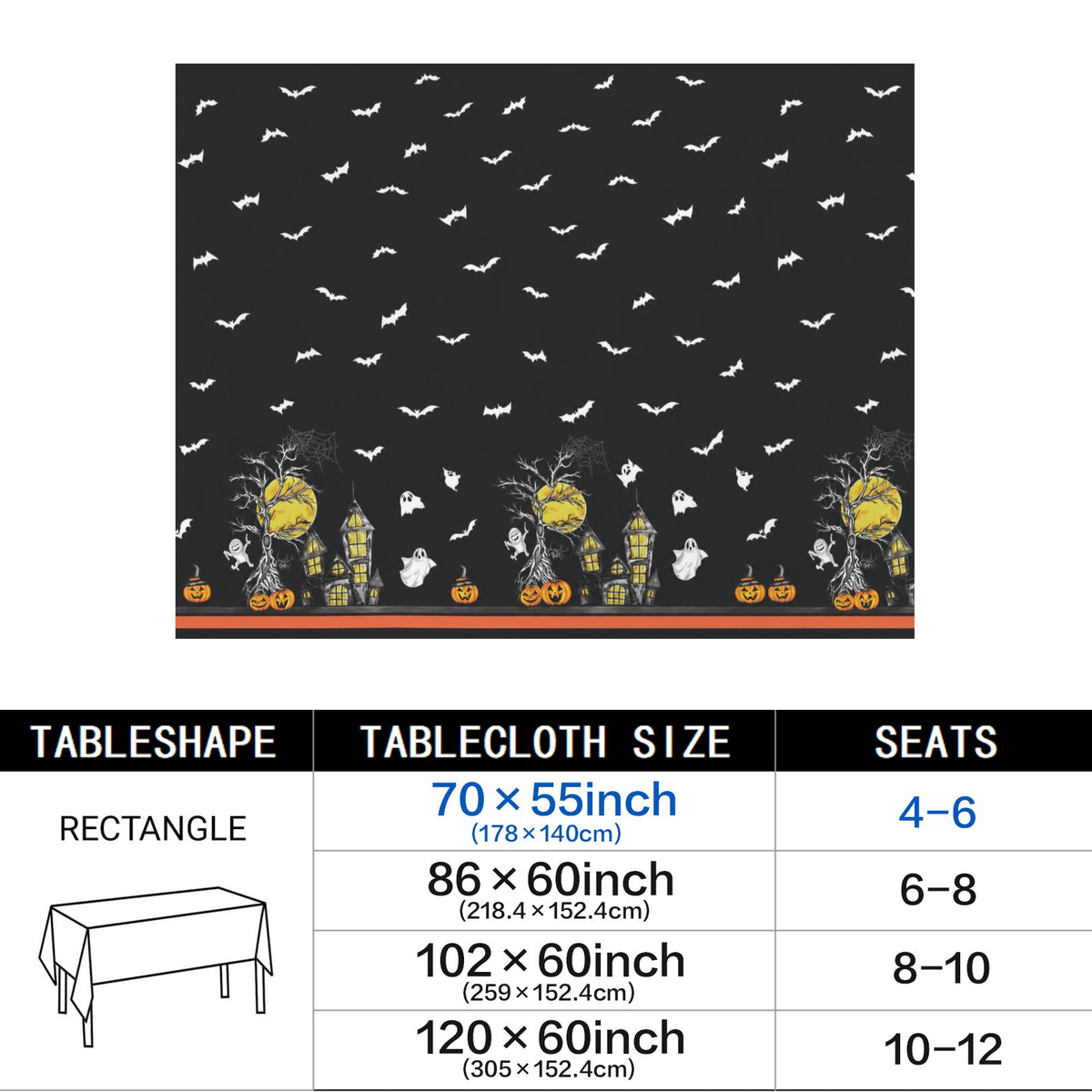 Pumpkin Gingham 178cm x 140cm Rectangular Tablecloth 70x55inch (QUE)