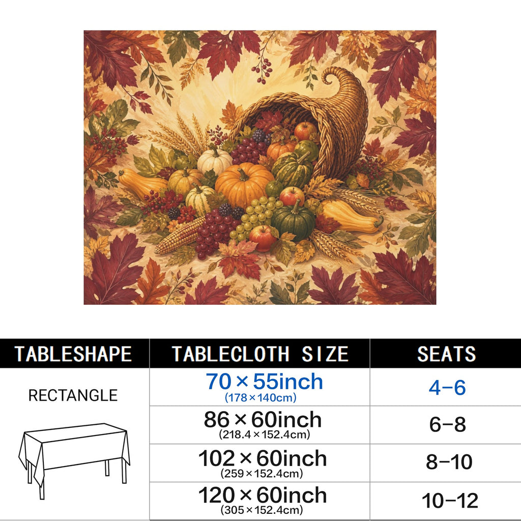 Sunlit Harvest 178cm x 140cm Rectangular Tablecloth 70x55inch (QUE)