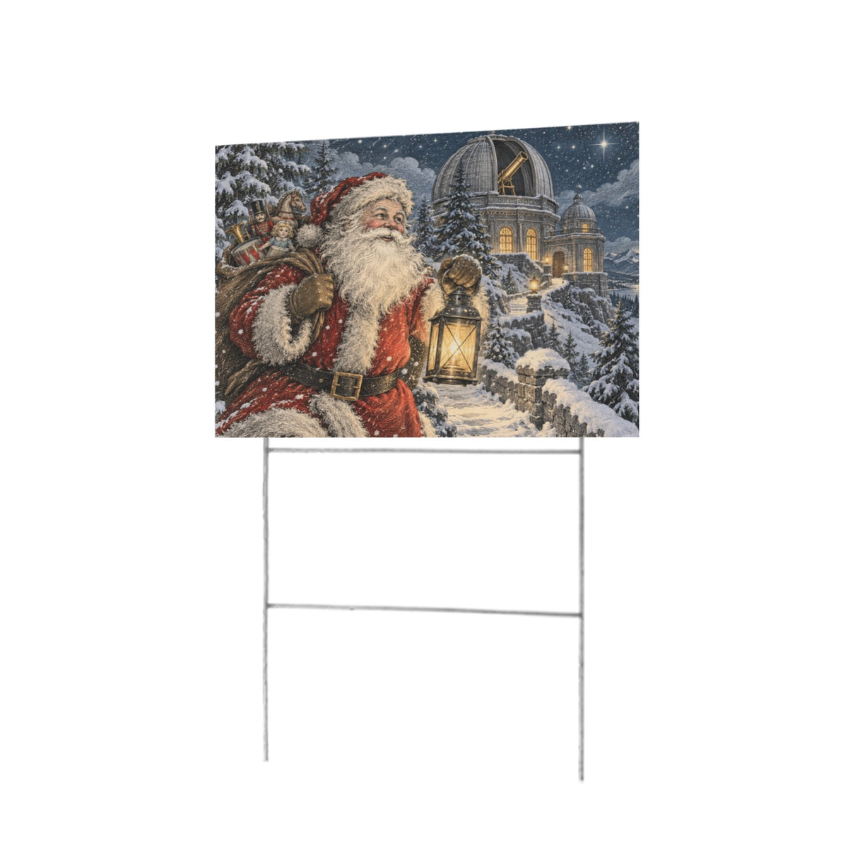 Lantern Santa Observatory 12 x 9 in House Sign