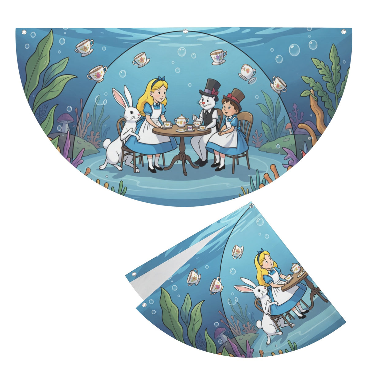 Alice Character Group Holds An 36 x 18 in Semi Circle Flag