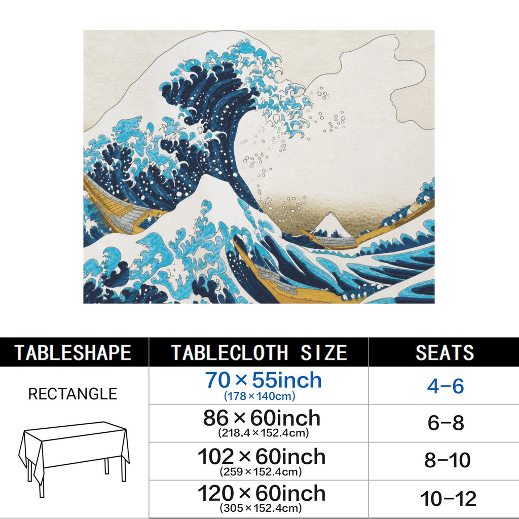 Great Wave 178cm x 140cm Rectangular Tablecloth 70x55inch (QUE)